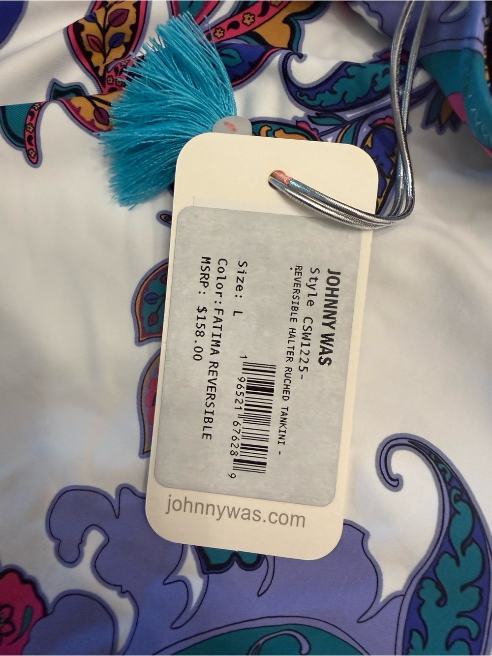 NEW JOHNNY WAS reversible halter ruched tankini in fatima Size Large - Picture 6 of 8